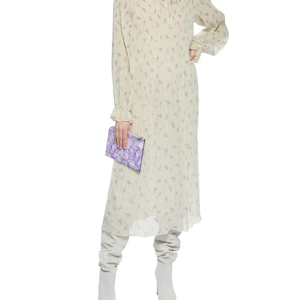 GANNI
Ruffle-trimmed floral-print plissé-chiffon midi dress